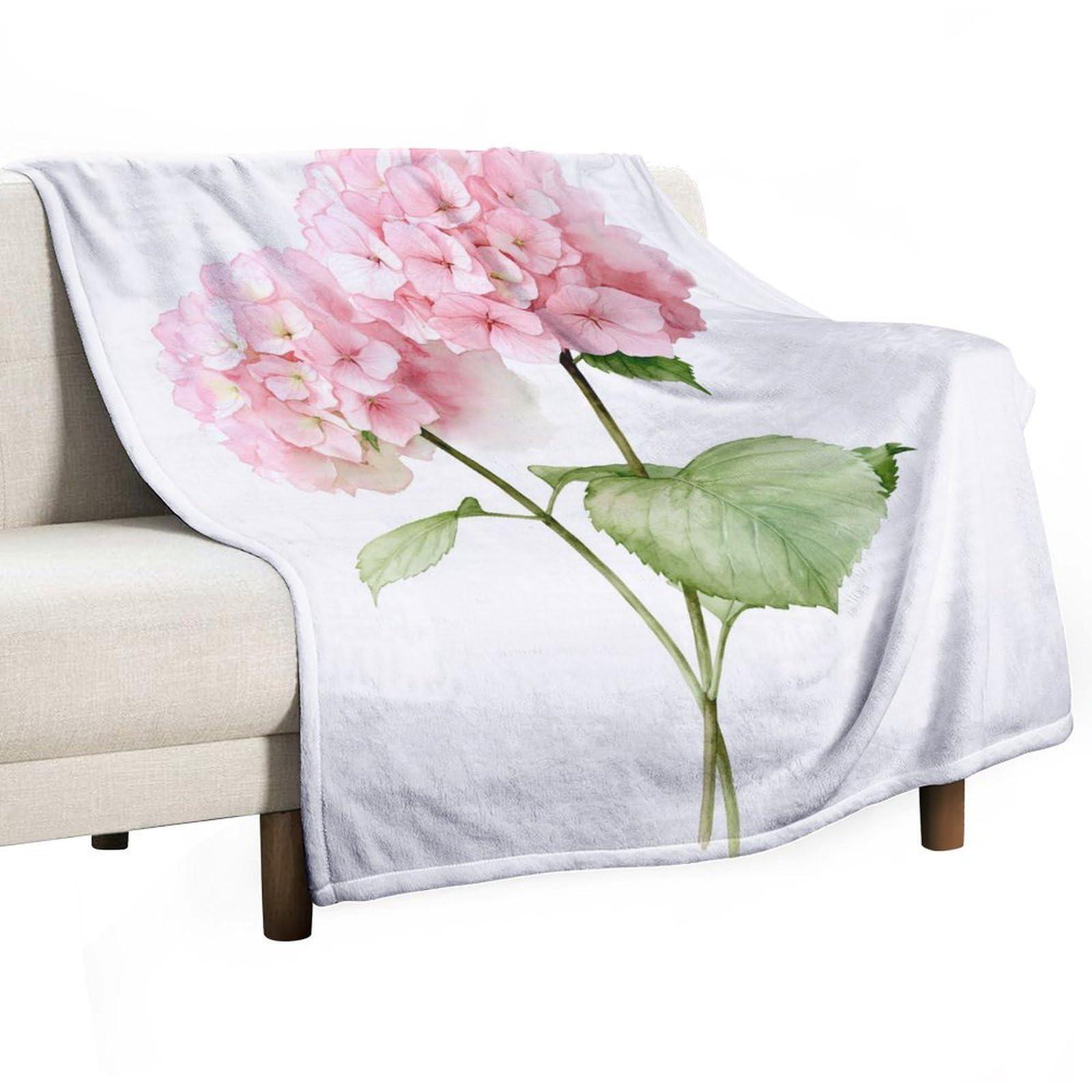 Jubonexis Two Hydrangea Flower Clusters And Leaves Anti Pilling Throw Blankets Cozy Durable Blanket for Bedroom Living Rooms Couch Sofa Bed 130x150cm(50x60in)