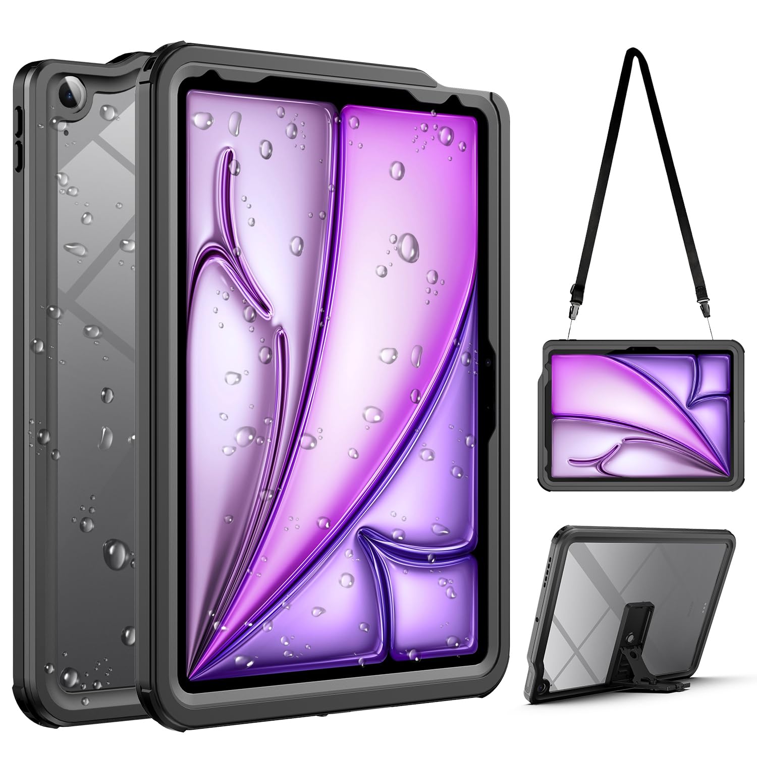 Waterproof Case for iPad Air 11 Inch Case 6th Generation M2 2024,Built-in Screen Protector/Kickstand/Full-Body Shockproof Protective Cover for iPad Air 6th/5th/4th Gen (11/10.9 Inch, 2024/2022/2020)