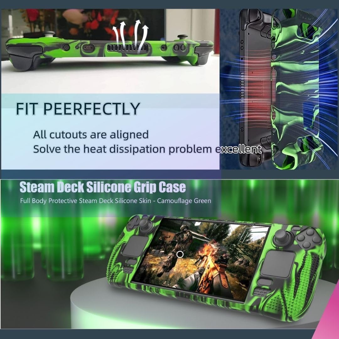 TMG Protective Case for Steam Deck, Full Protection Steam Deck Cover, Non Slip Steam Deck Cover Protector, Shock-Absorption and Anti-Scratch Design - Camouflage Green 4