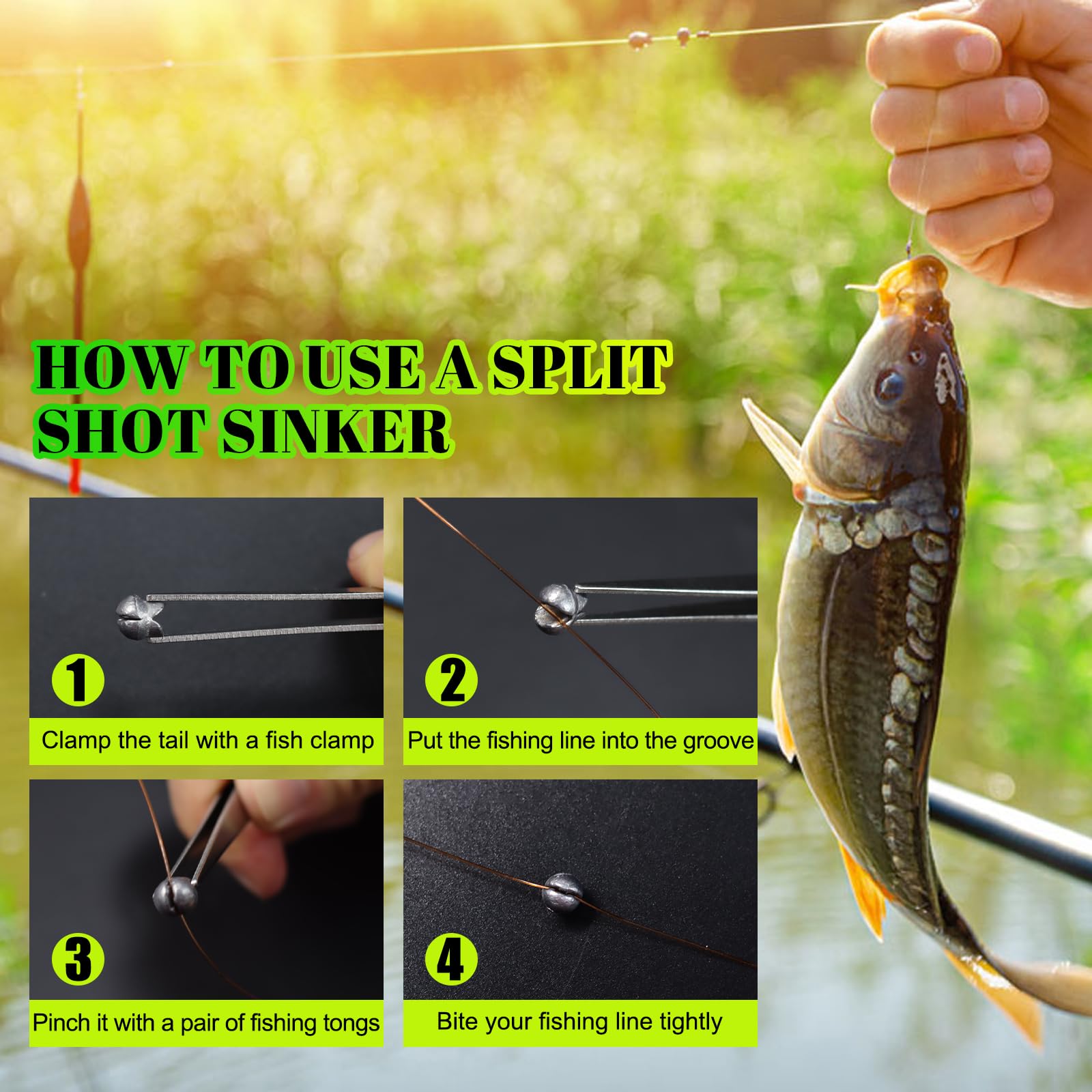 Split Shot Sinker Set 100 Pcs - Removable Fishing Weights with Storage Box, 5 Sizes (0.5g-2g) Lead Weights for Freshwater Fishing