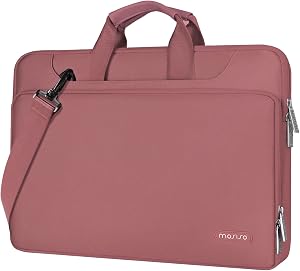 MOSISO 360 Protective Laptop Bag 15.6 inch, 15-16 inch Computer Bag Compatible with MacBook Air 15 inch/Pro 16 inch, HP,Dell,Lenovo,Asus,Notebook, Laptop Carrying Case with Strap&Handle, Dusty Rose