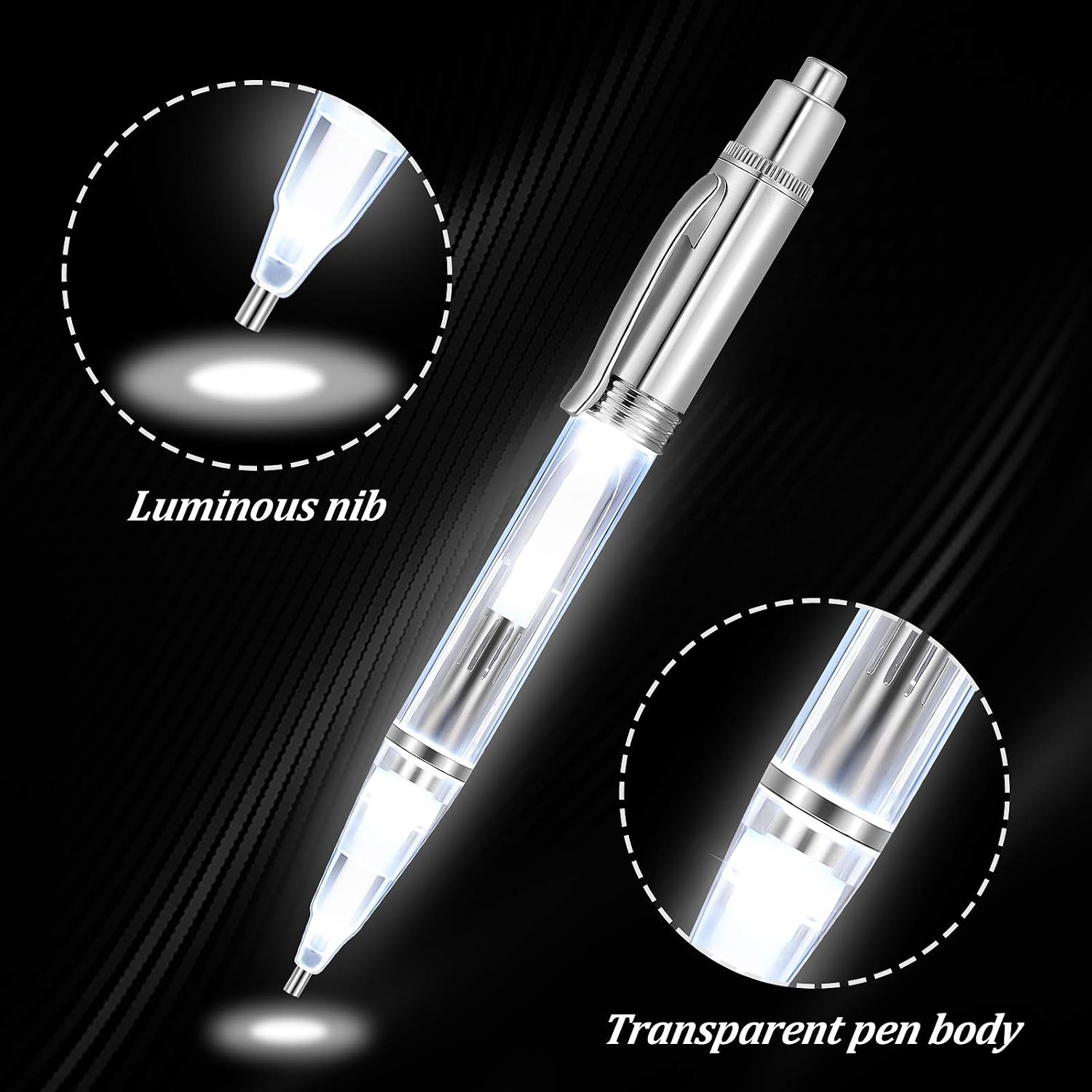 Diamond Painting Tools Include LED Diamond Painting Drill Pen Point Drill Pen, Diamond Painting Wax Storage Case Container Holder with Glue Clay, Anti-Slip Sticky Mat for DIY Craft (6)