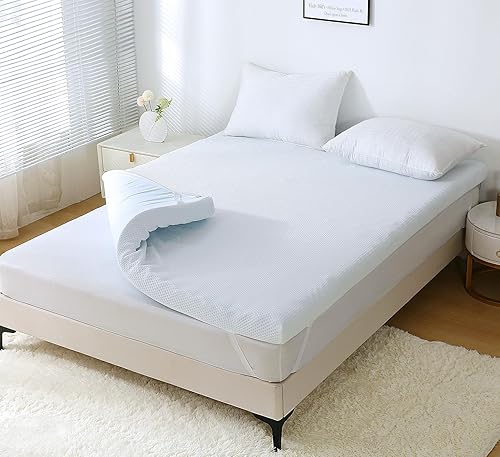 Miniatura 60 de MUXHOMO 2 Inch 7-Zone Queen Mattress Topper, Egg Crate Foam Mattress Topper Queen Size for Back Pain, Lavender Cooling Gel Infused Bed Pad