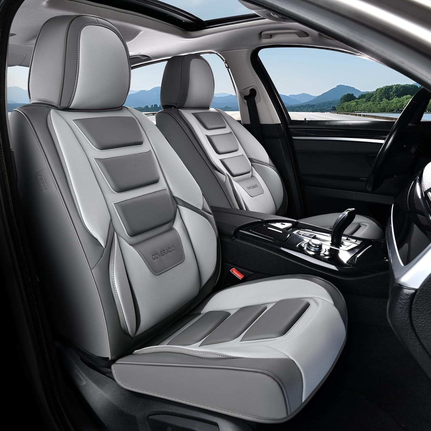 Coverado Car Seat Covers, Front Covers for Cars, Car Seat Cover Front Seats, Automotive Seat Cover, Waterproof, Leather Car Seat Cushion, Universal Interior Covers Seat Protectors for Most Cars
