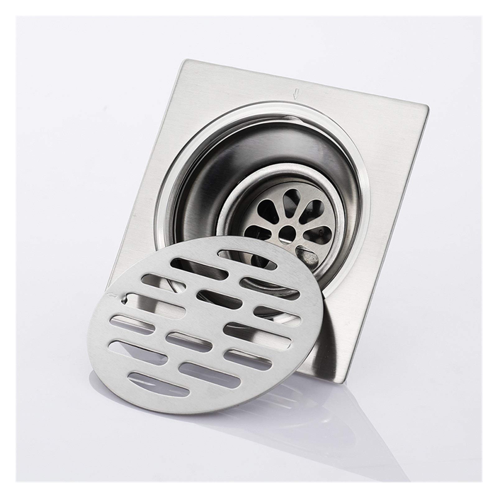 Desagüe del Suelo Insertar baldosas de planta cuadrada, de residuos rejillas de los desagües del piso de drenaje de residuos de drenaje cubierta del tamiz de acero inoxidable ( Color : Brass Y85803 )