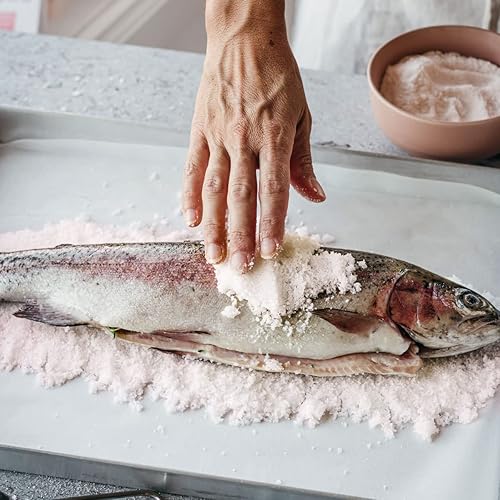 Miniatura 9 de KHAVE Sal natural del Himalaya rosa pura  Sal de grano fino de 12 onzas de grado más alto para cocinar, condimentar y hornear, sal de cristal pura,