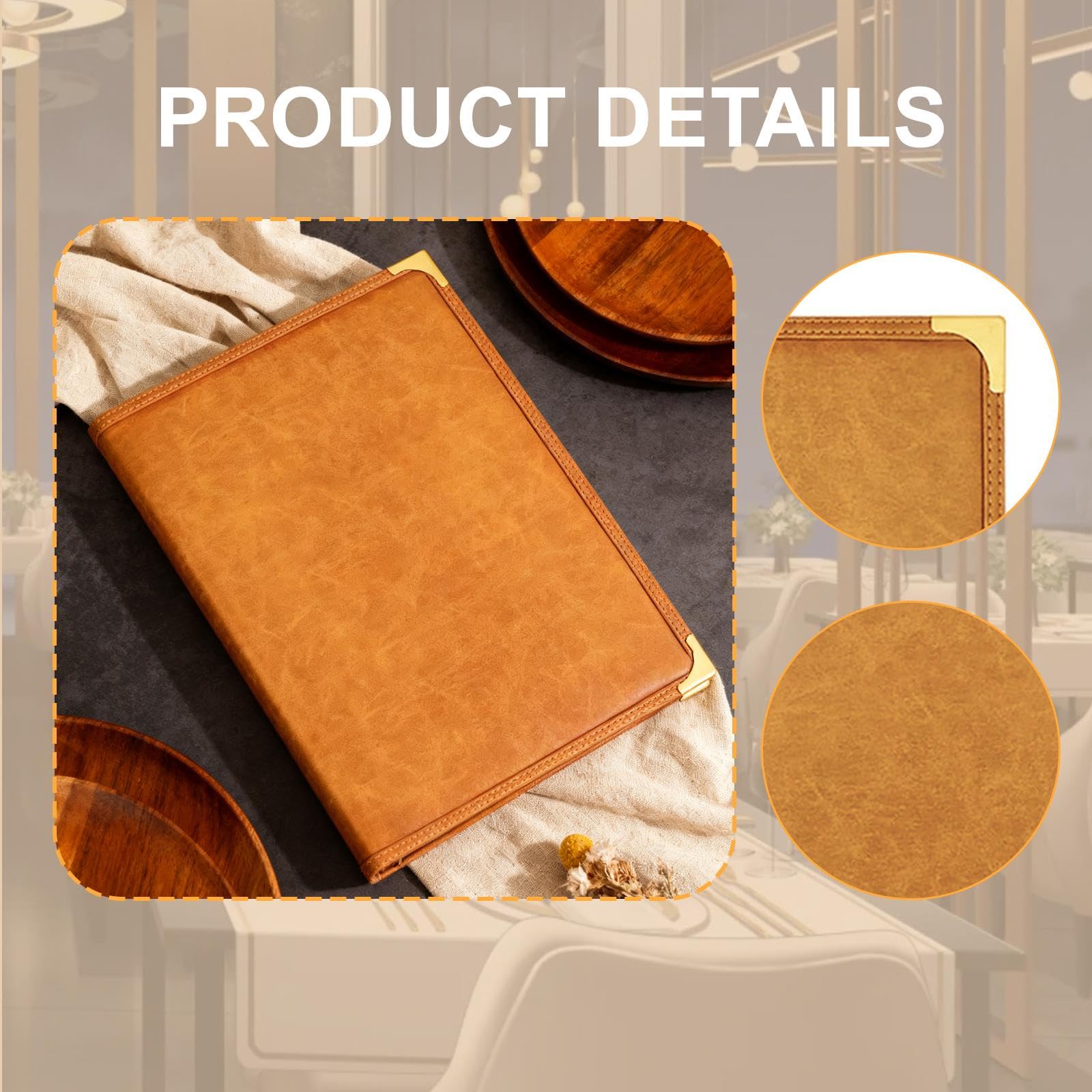 Generic Copertina Menu Ristorante Cartella Porta Menù Organizzatore Portamenu Menù Resistente con Struttura in PVC Metallo PU per Uso Frequente Adatta a, Marrone