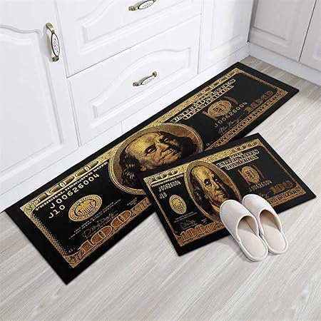 Amazon.com: Black Money Rugs 100 Dollar Bill Area Rug Door Mat Runner ...