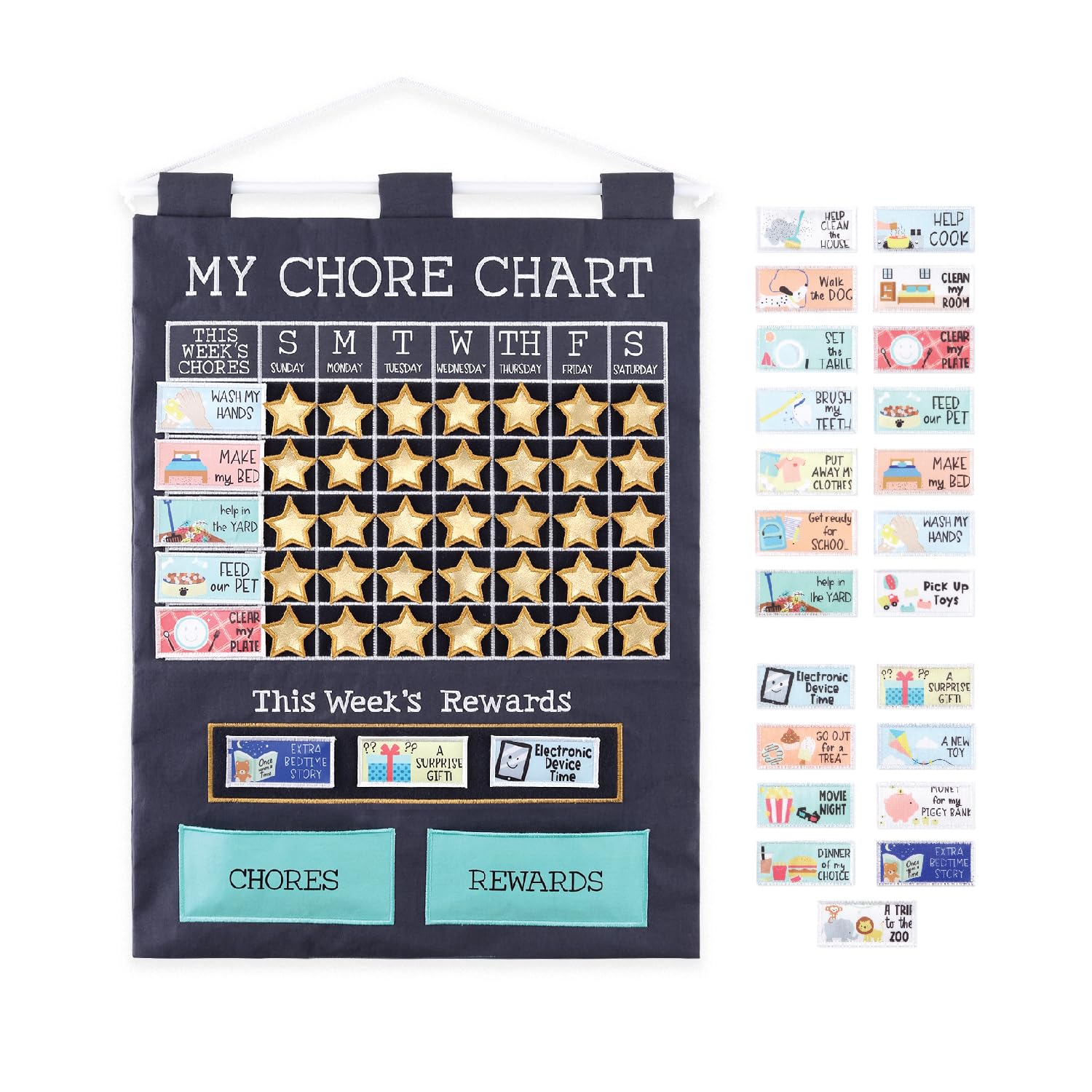 The Peanutshell Learning Calendar Wall Chart - Homeschool Supplies, Interactive Pocket Chart for Toddlers & Kids - Preschool Learning Activity Board, Circle Time Board for Classroom - My First Chore