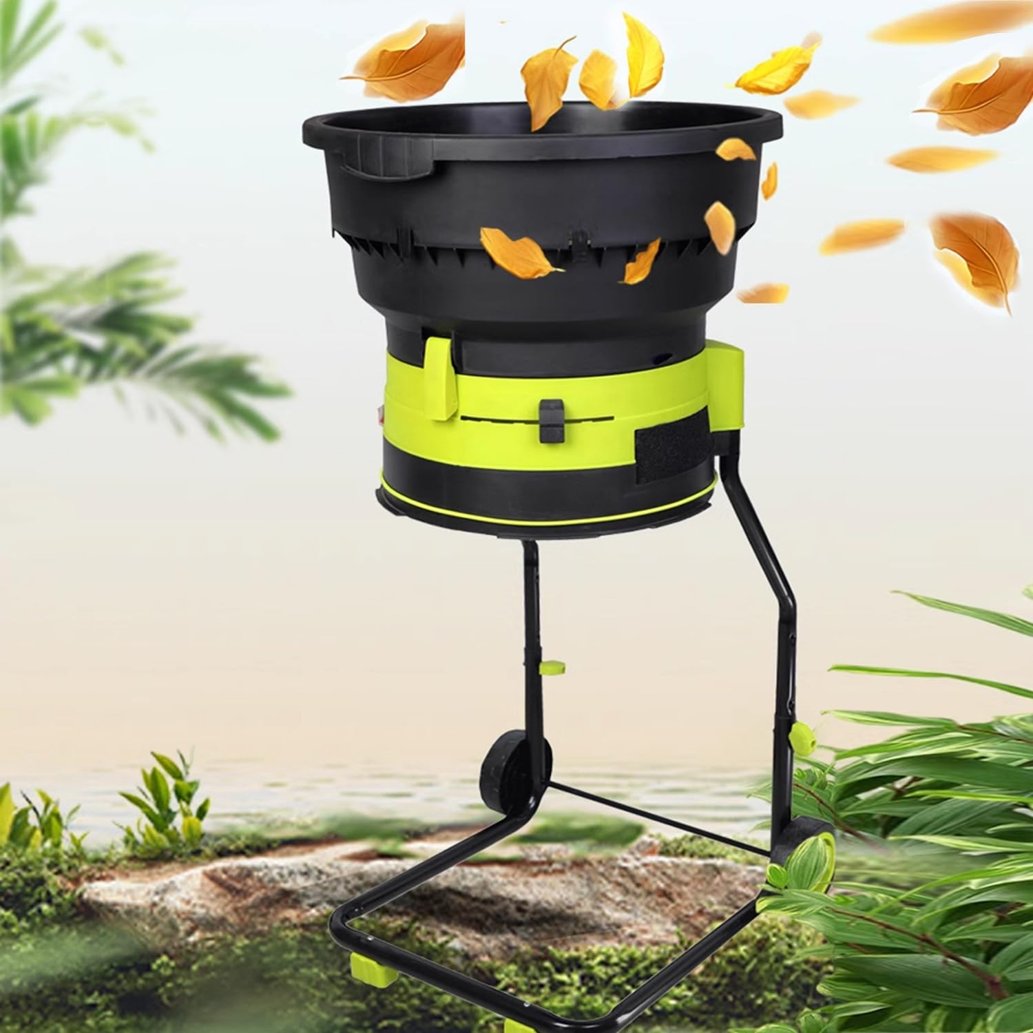 Trituradora De Hojas Eléctrica Sin Cuchillas 2500 W Trituradora Eléctrica Con Cable Y Ruedas Y Bolsa Recolectora Jardín Trituradora 8000 Rpm,Para Hojas,Césped Y Recortes Jardín,noPowercord