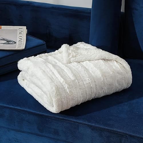 Miniatura 7 de Manta térmica eléctrica de piel sintética de lujo, manta Sherpa de calentamiento rápido, certificación ETL de 50 x 60 pulgadas, manta mullida con 5