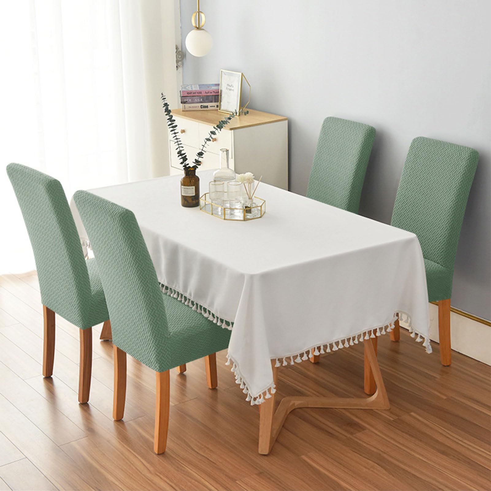 Juego de 6 fundas elásticas de jacquard suave para sillas, lavables y extraíbles, para comedor, cocina, banquete, restaurante y hogar