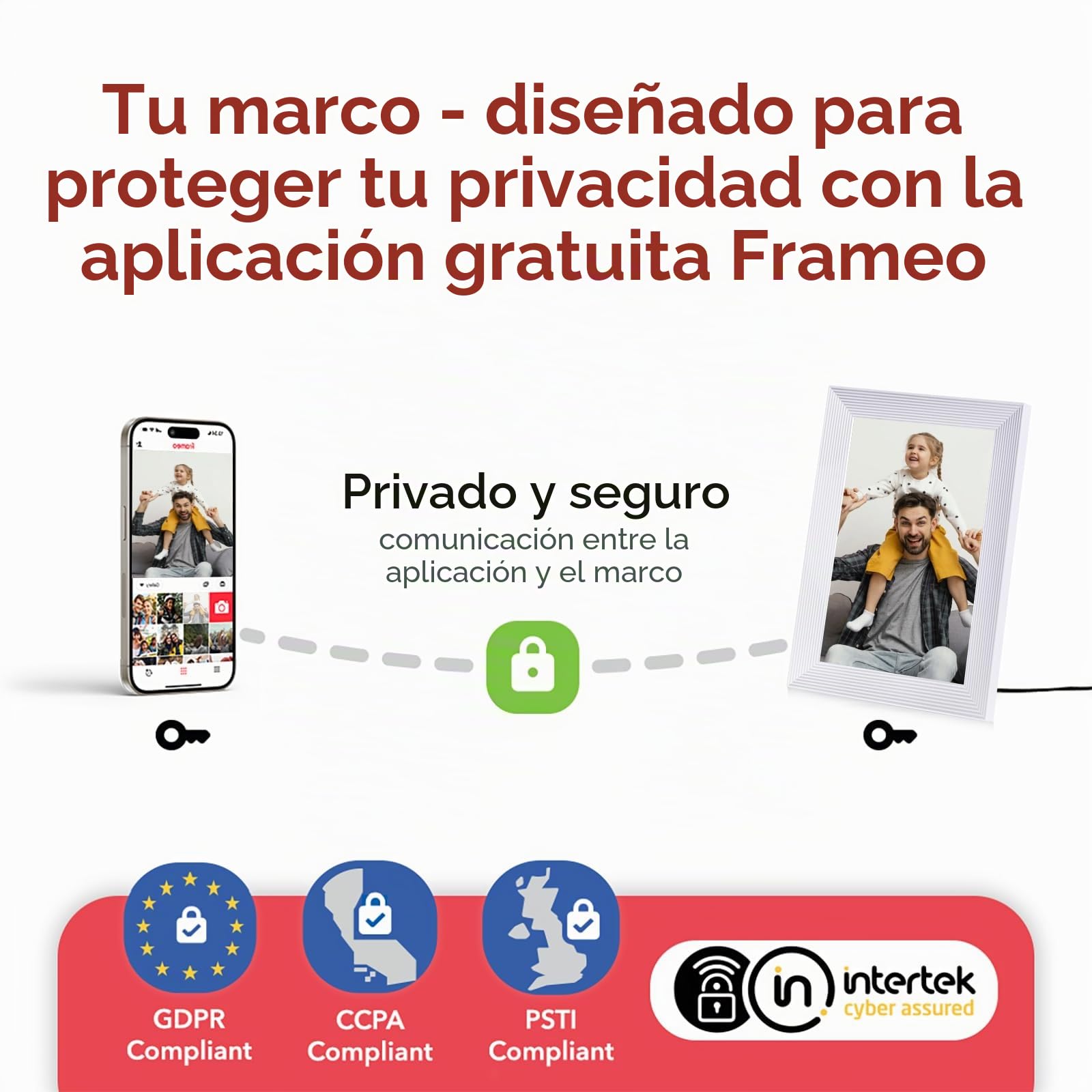 Frameo White - Marco de fotos digital inteligente WiFi de 10.1 pulgadas, marco de fotos digital Wi-Fi con almacenamiento de 32 GB y ranura SD, marco de fotos electrónico, pantalla táctil IPS con