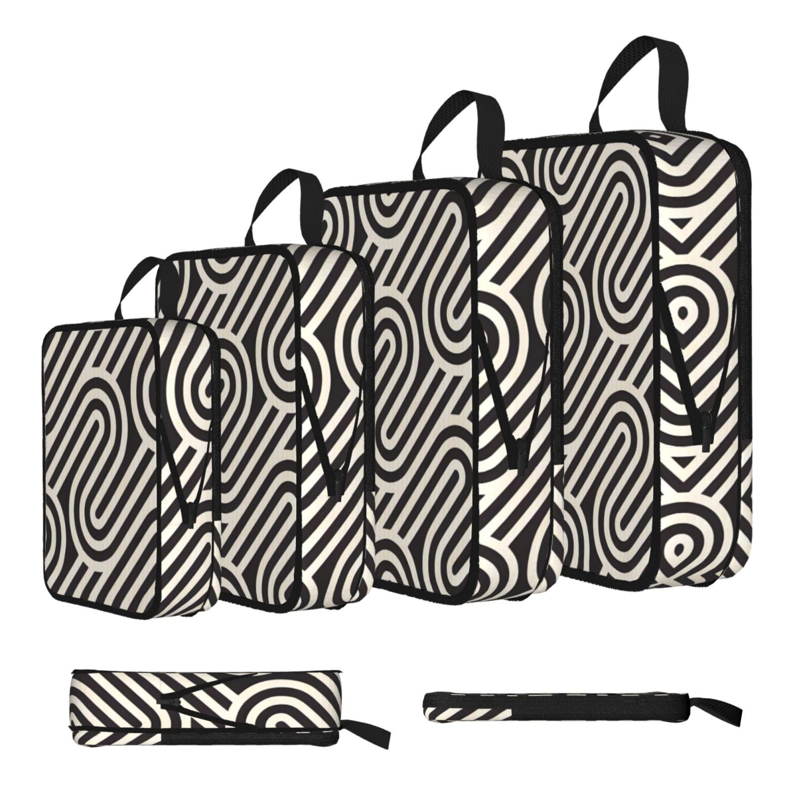 Black curved texture Compression Packing Cubes 4 Piece Set