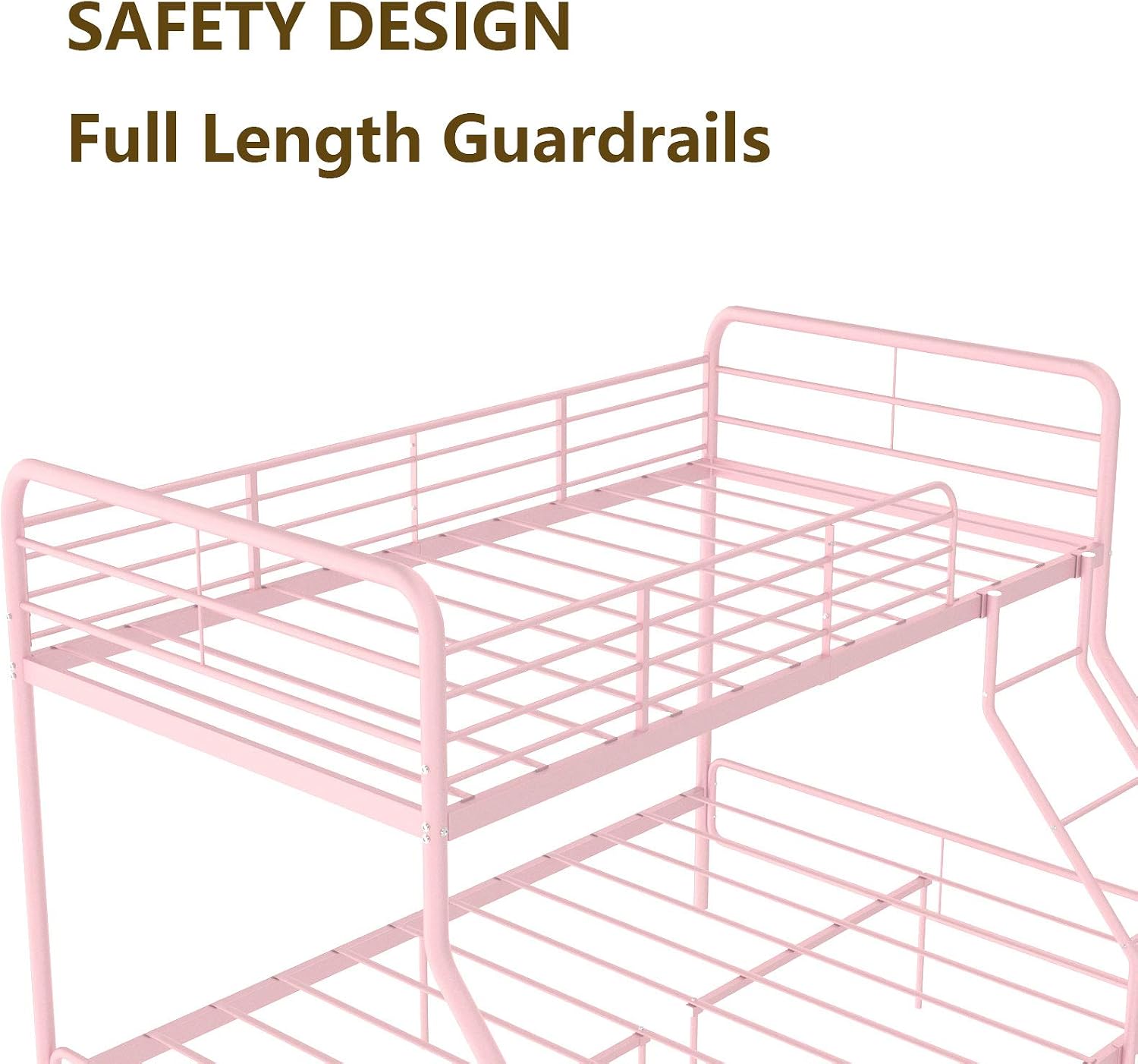 mecor Twin Over Full Metal Bunk Bed - Strong Metal Frame with Ladder and Safety Rails - for Kids/Teens/Adults - Pink
