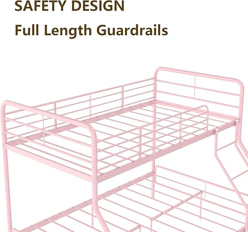 Miniatura 6 de Alohappy Litera individual sobre matrimonial, marco de litera de metal resistente con riel de protección y escalera plana, ahorro de espacio, no