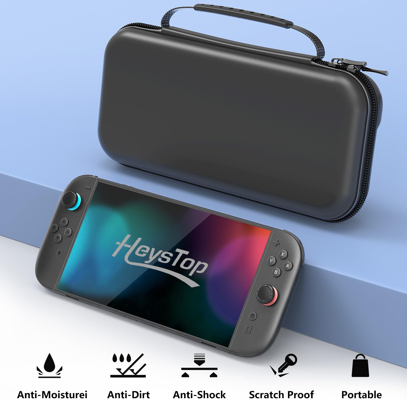 HEYSTOP [48 pezzi] Custodia per Nintendo Switch 2 Accessori 2025 Ultimo Modello Custodia Protettiva Rigida Custodia da Viaggio Portatile Custodia per Switch 2 con Interno Morbido e Tasca a Rete