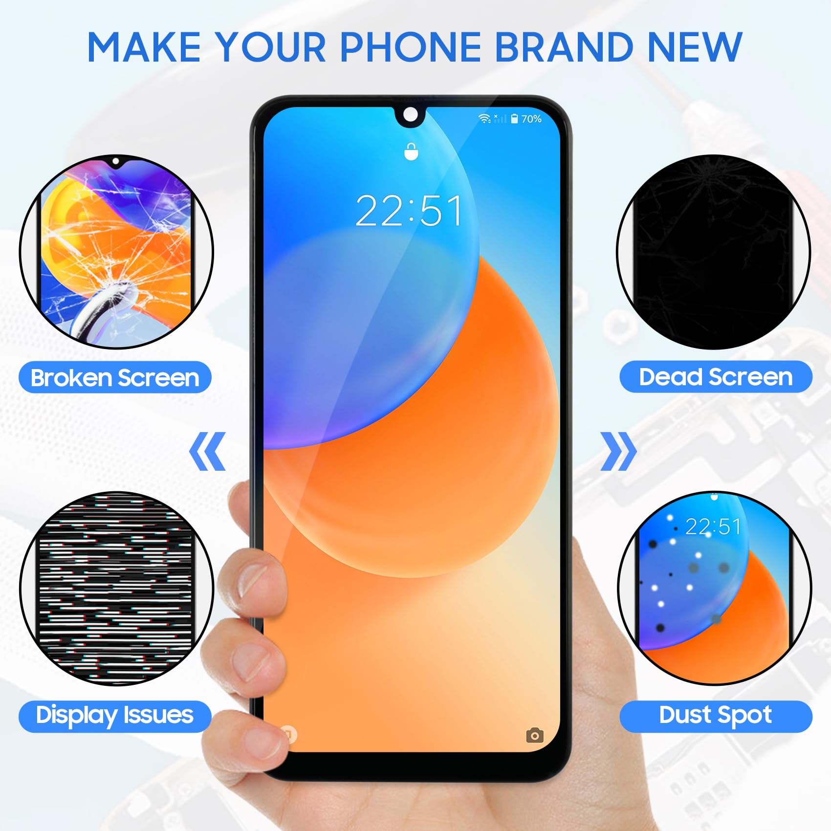 LADYSON OLED Schermo LCD per Samsung Galaxy A50 A505 SM-A505FN/DS A505F/DS LCD Display Touch Screen Digitizer Assemblaggio Kit con Strumenti (Nero con Cornice,Non per A50S)