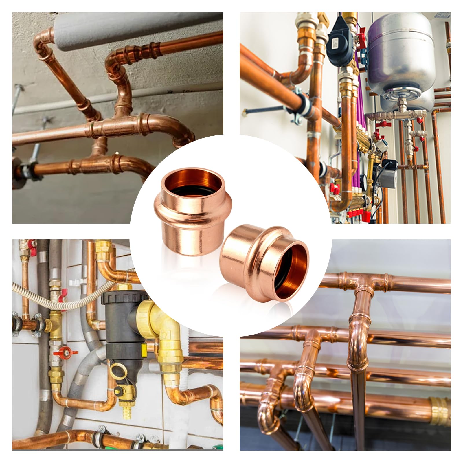 Pressfitting Stopfen 15mm: 2 Stück Kupfer Presskappe V-Kontur – Endkappe für Kupferrohr 15mm, für Trinkwasser & Heizungsanlagen