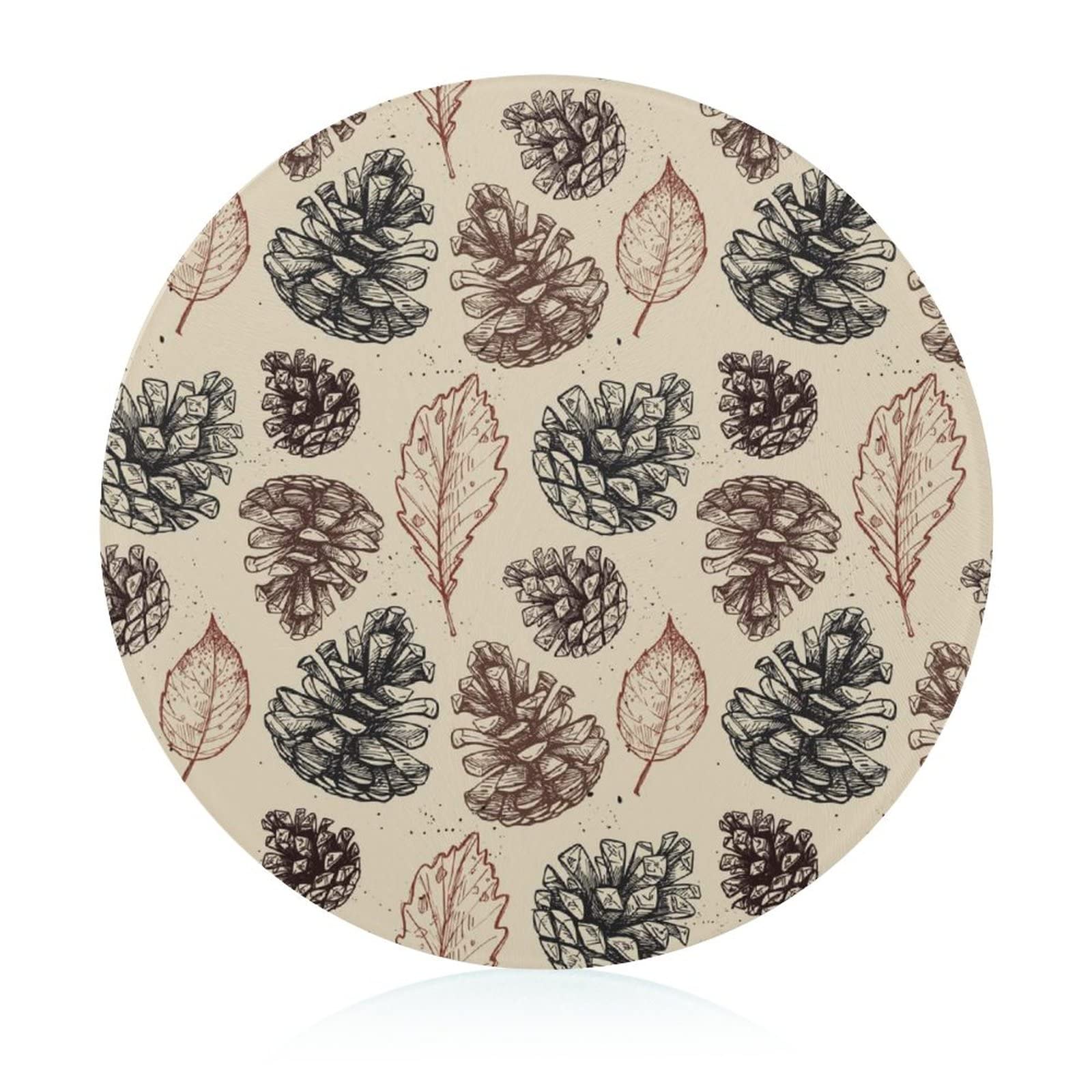 Planche à découper en verre trempé pommes de pin ronde 20 cm antidérapante