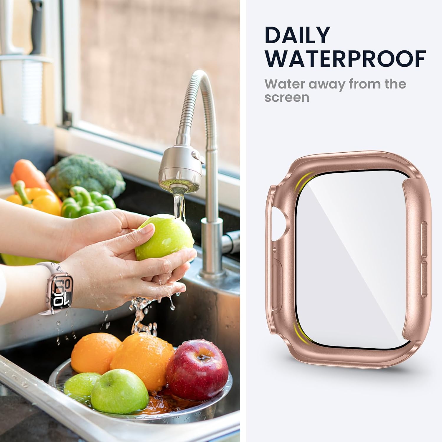 Tensea for Waterproof Apple Watch Screen Protector Case Series 11/10 42mm Accessories, iWatch Protective Face Cover with Tempered Glass Film for Women Men, Bumper Case for iPhone Watch 42 mm