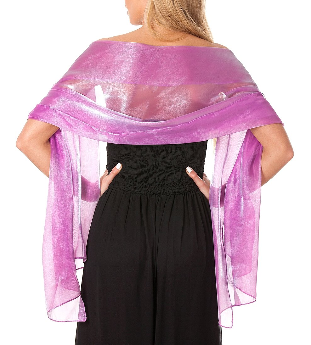 Central Chic Silky Iridescent Wrap Stole Shawl For Weddings Bridal Bridemaids Evening Wear Prom & Parties 24 Colours (Plum)