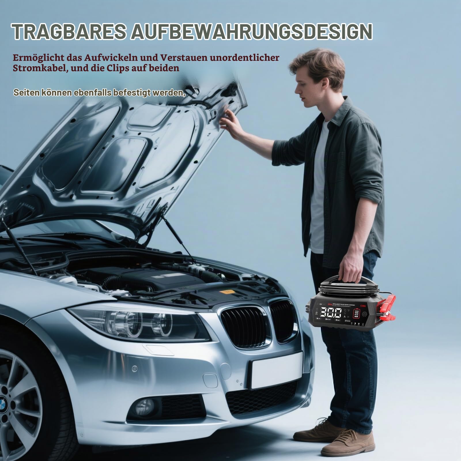 Haisito 30-Amp Batterieladegerät für Lithium/LiFePo4/Blei/Säure/Tiefzyklus (AGM/Gel), 6V/12V/24V Batterieladegerät und Erhaltungsladegerät, Erhaltungsladegerät für Auto-LKW-Motorrad-Rasenmäher-Marine