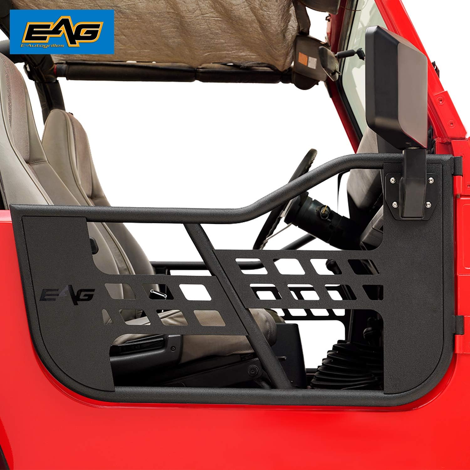 EAG Safari Tubular Door with Side View Mirror Fit for 76-95 Wrangler CJ7 / YJ
