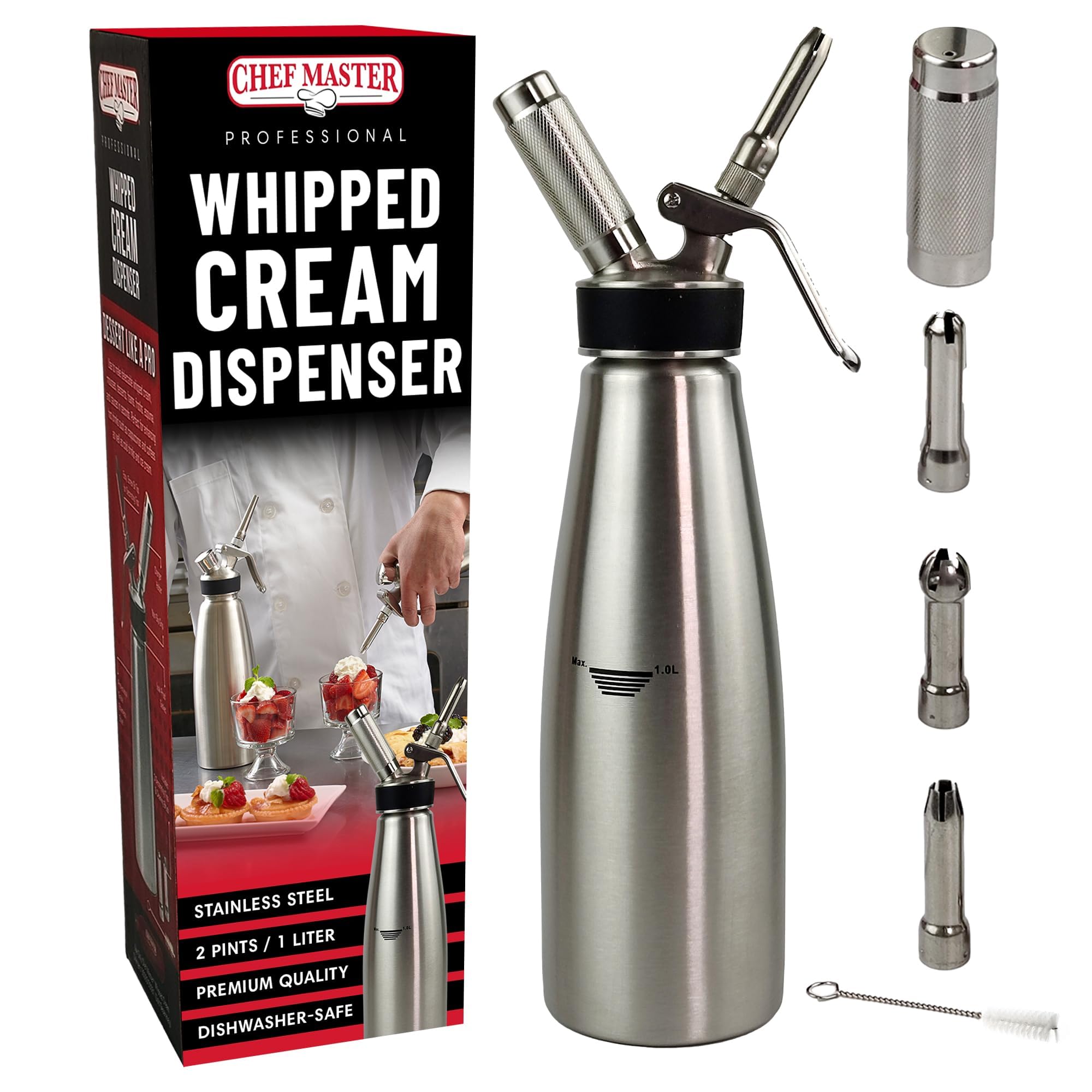 Amazon.com: Chef Master (2 Pint / 1 Liter) Stainless Steel Whipped