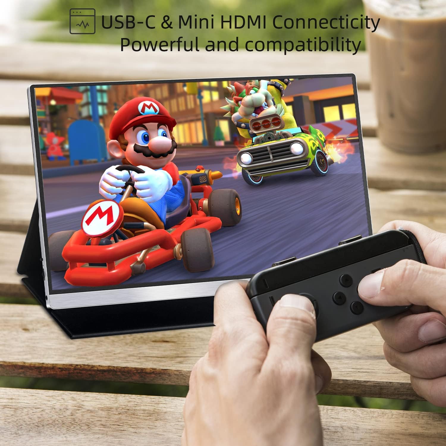 AYY Monitor Portatile da 15.8 Pollici FHD 1080P USB-C HDMI Schermo Secondario Esterno per Computer HDR IPS Gaming Estensione per PC MAC Smartphone PS4/5 Xbox Switch con Altoparlanti Integrati