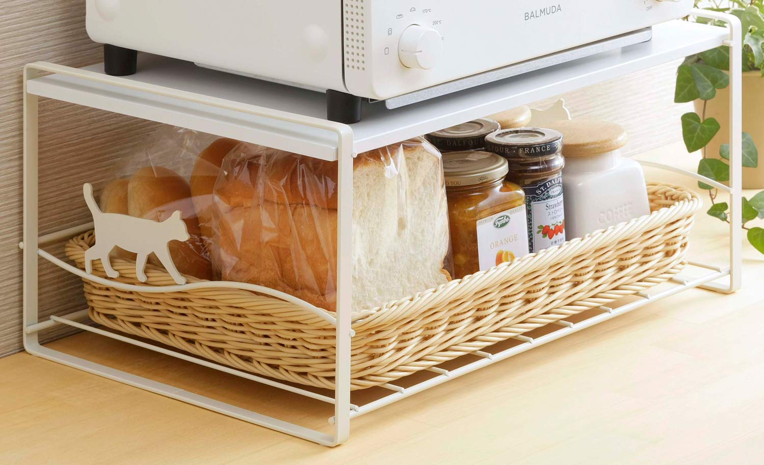 トースターラック 白ネコ 洗えるバスケット 楽天市場】トースターラック 白 ネコ洗えるバスケット 付日本製