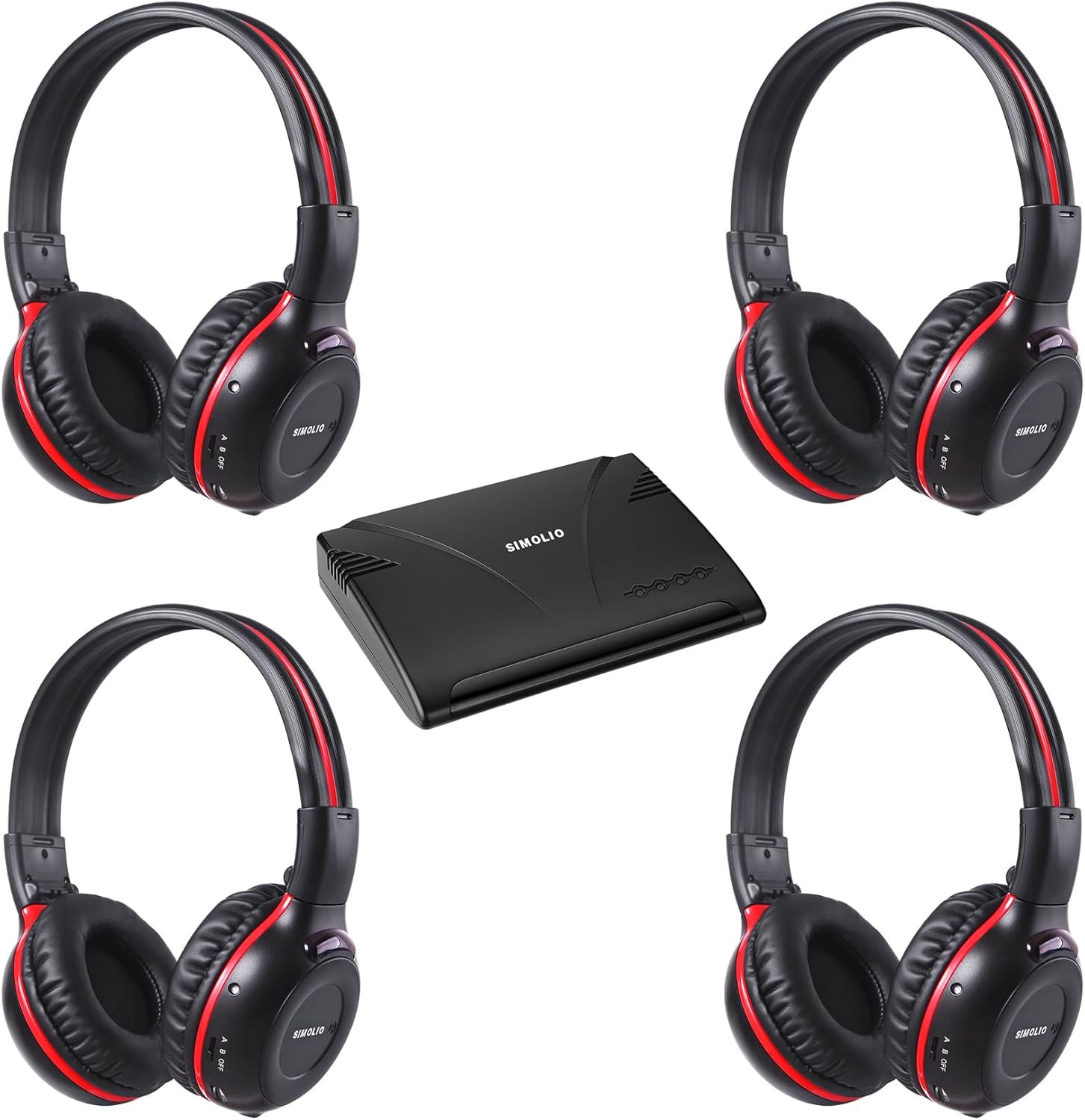SIMOLIO 4 Pack Wireless IR Headphones for Car DVD and 2 Bluetooth Headphones for Kids, Infrared Headphones Compatible with Honda Odyssey & uConnect VES & Dodge Grand Caravan & Chevy Suburban 2006-2022