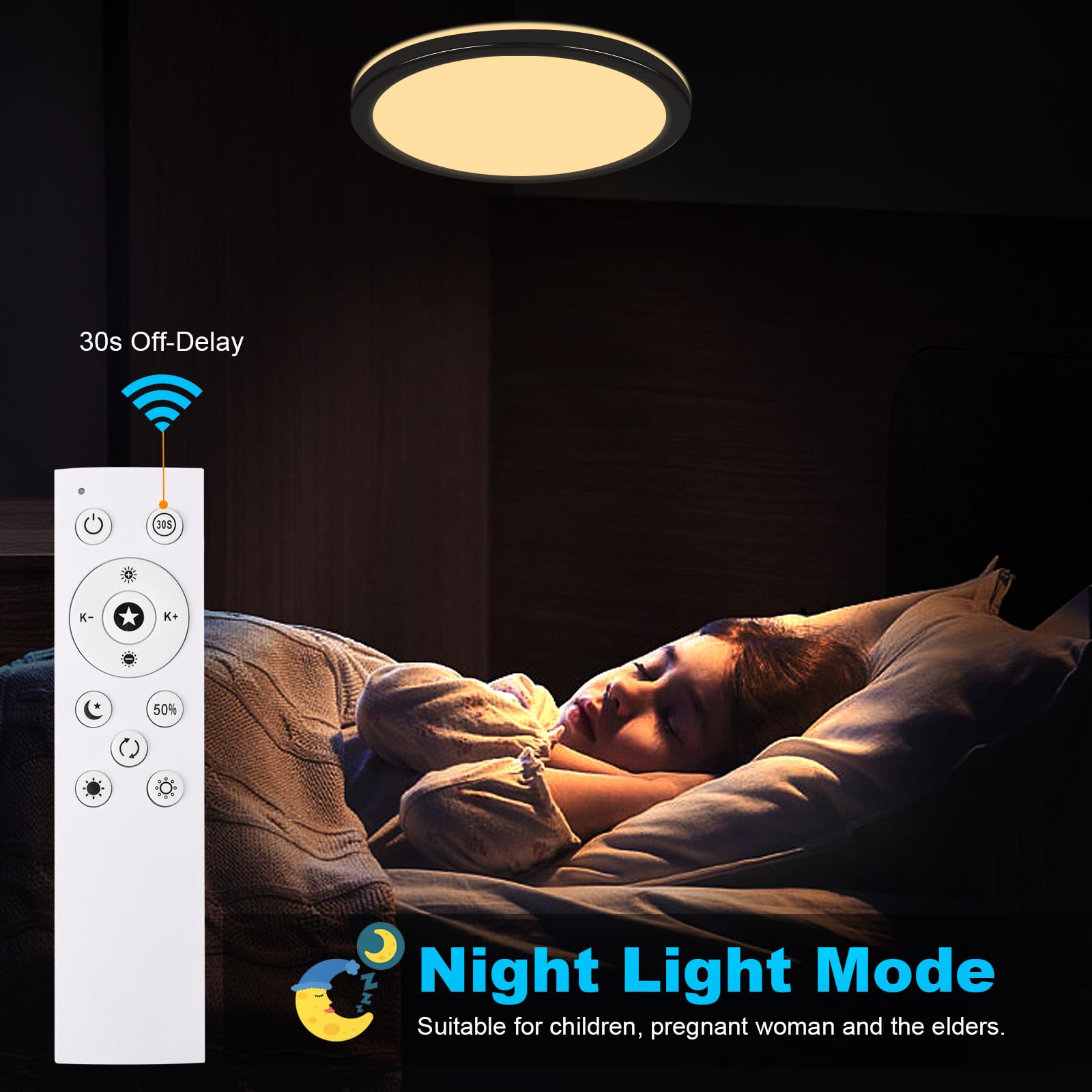 RDGOOD Dimmable LED Ceiling Light with Remote Control, 18W 1800lm Dimmable LED Ceiling Light 3000-6500K - Image 4