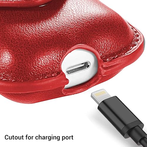 Miniatura 3 de Funda para AirPods, funda de piel delgada protectora suave para Apple AirPods 1 y 2, funda de carga con llavero (rojo)