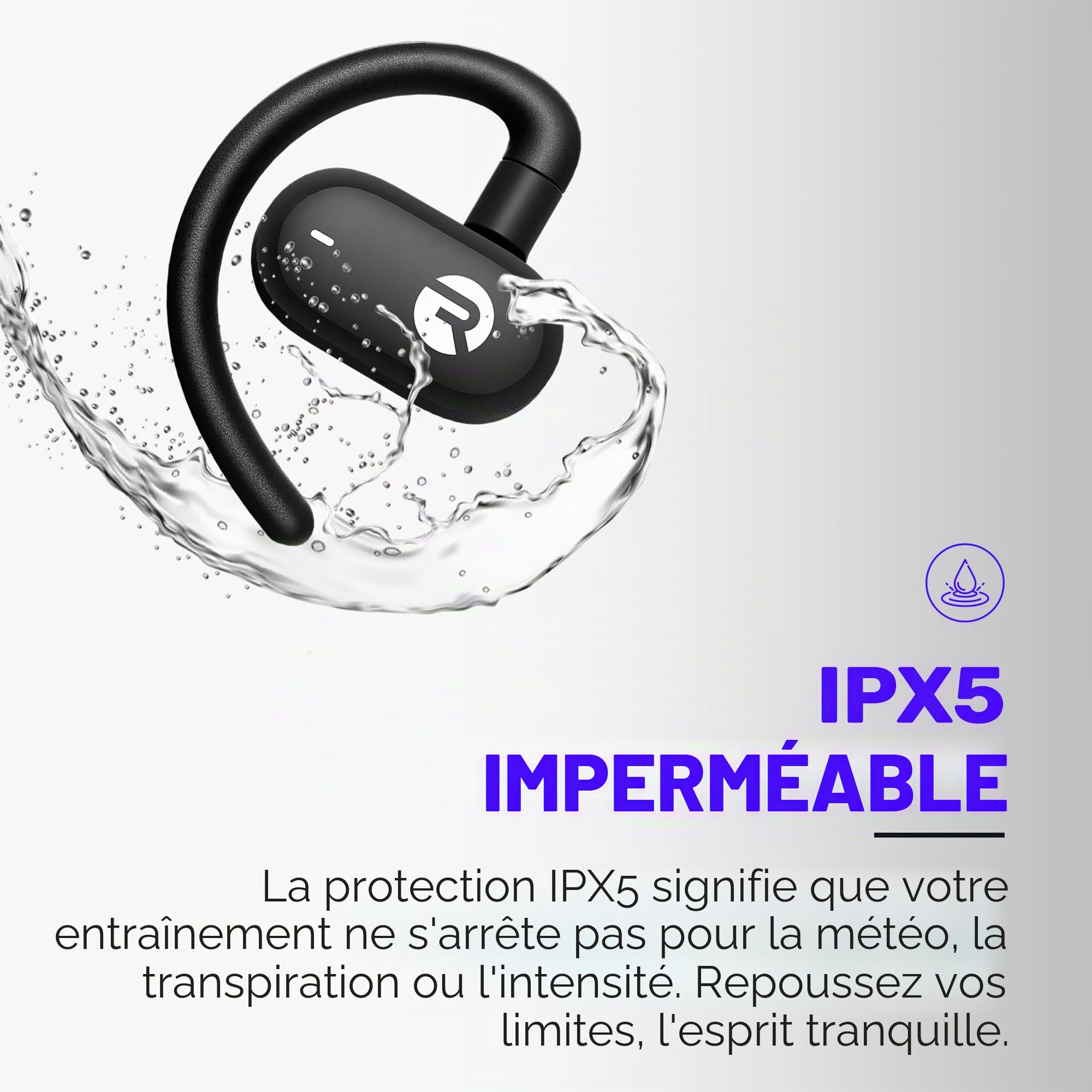 Raycon Écouteurs Ouverts pour Fitness - Écouteurs sans Fil Bluetooth, écouteurs de Course, écouteurs résistants à la Sueur et à l'eau, autonomie de 40 Heures