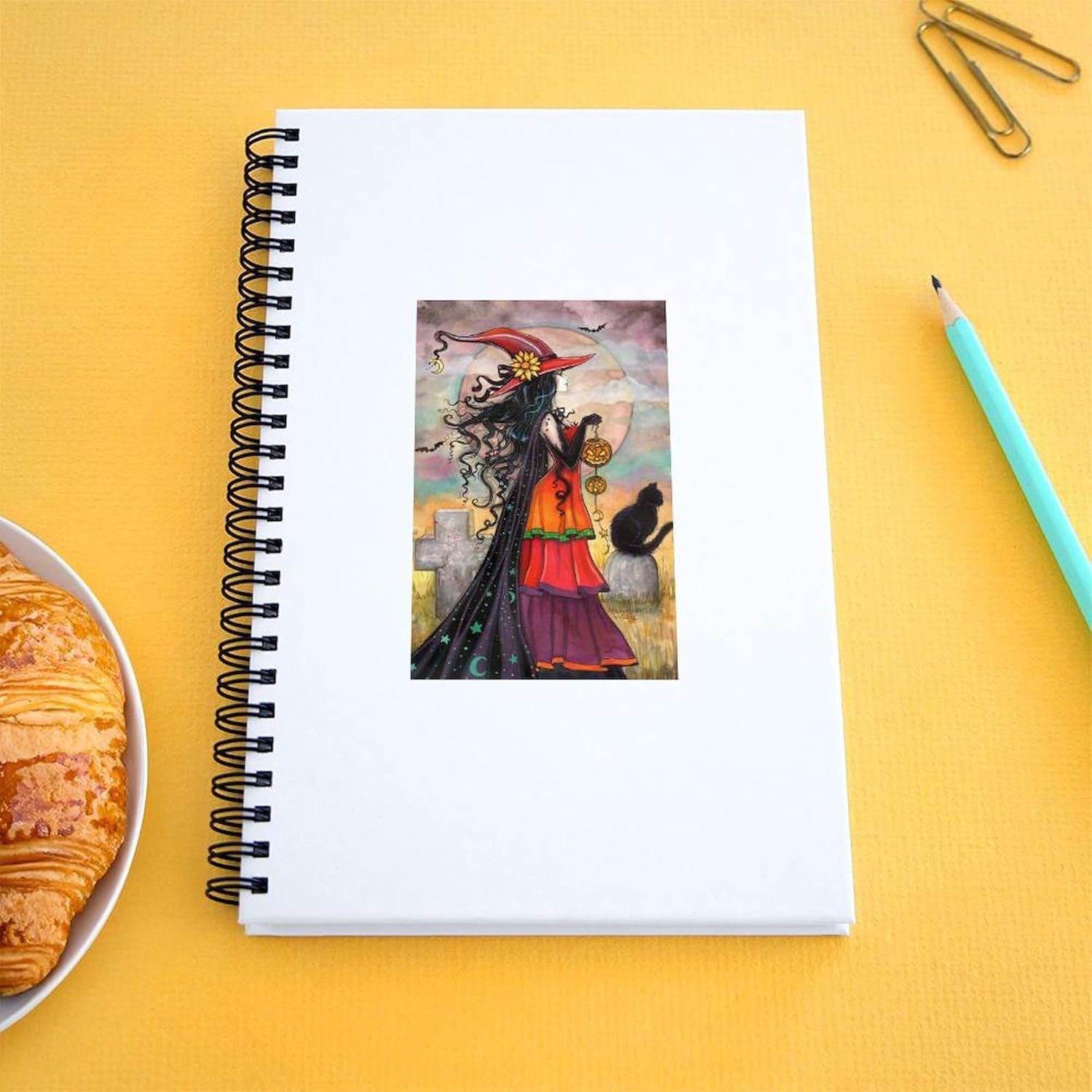 CafePress Witch Way Halloween Witch Art Spiral Bound Journal Notebook, Personal Diary, Lined