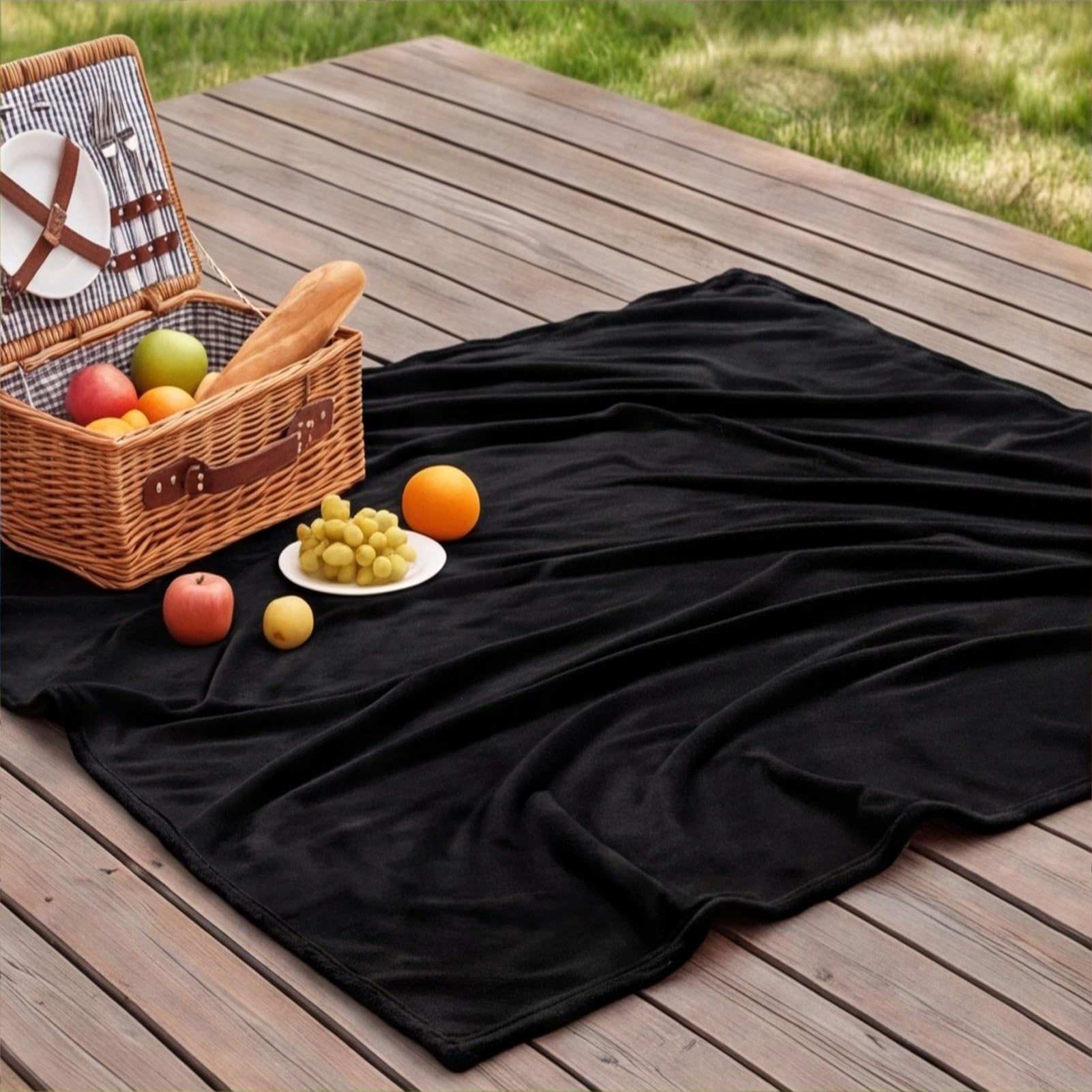 Koc polarowy 100 x 320 cm Puszysty i ciepły, flanelowy koc flanelowy pomysł na prezent na sofę w podróż, czarny