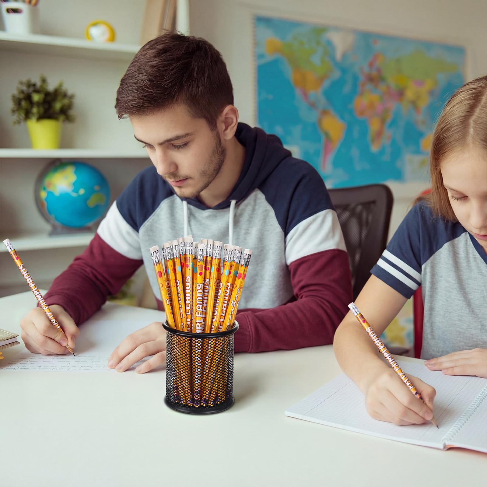 Tenceur 100 lápices de Feliz Cumpleanos con goma de borrar en la parte superior para profesores, aulas, estudiantes, regalos de fiesta de cumpleaños, suministros de recompensa