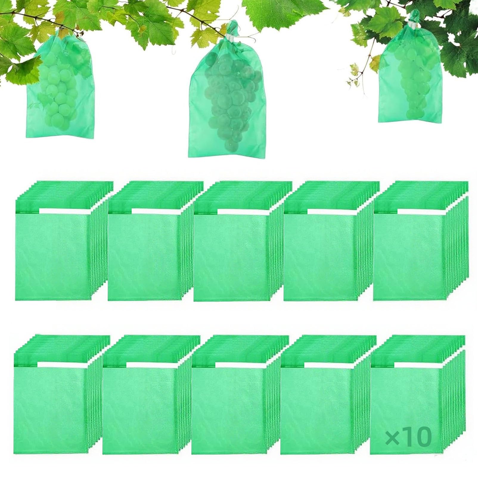 100 Pcs 25x32cm Grape Protection Bags with Binding, Non-Woven Fabric Garden Mesh Bag, Fruit Protective Cover, Insects Mosquito Barrier Bag, Breathable Plant Covers for Protect Fruit Grapes Vegetables
