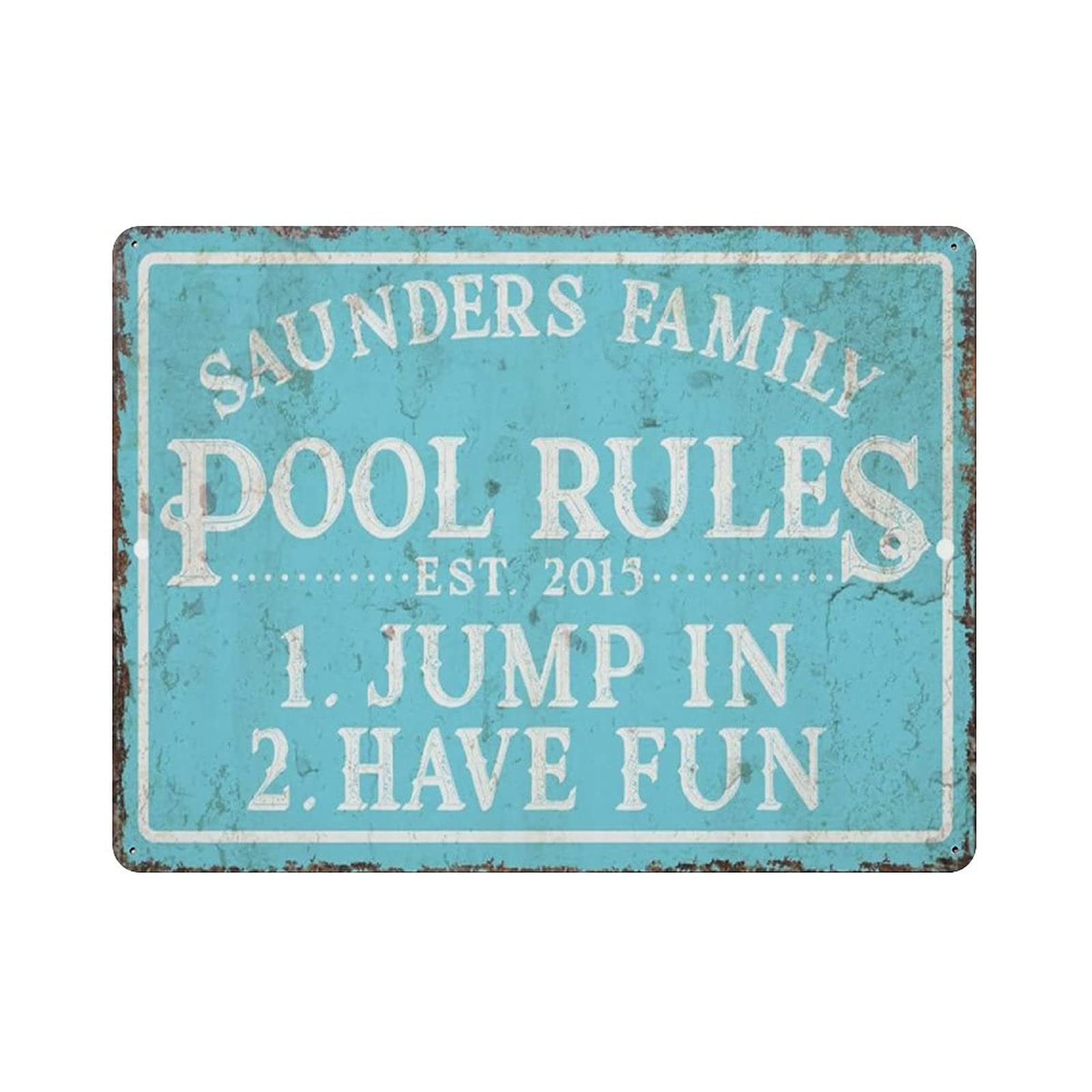 rayprint Pool Rules Metal Wall Poster Tin Sign Vintage Dinner Room Restaurant Cafe Shop Decor 12x16in (30x40cm)