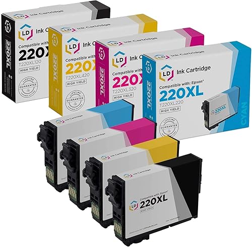 LD Productos remanufacturados Reemplazo para cartuchos de tinta Epson 220XL 220 XL (1 T220XL120 Negro 1 T220XL220 Cian 1 T220XL320 Magenta 1