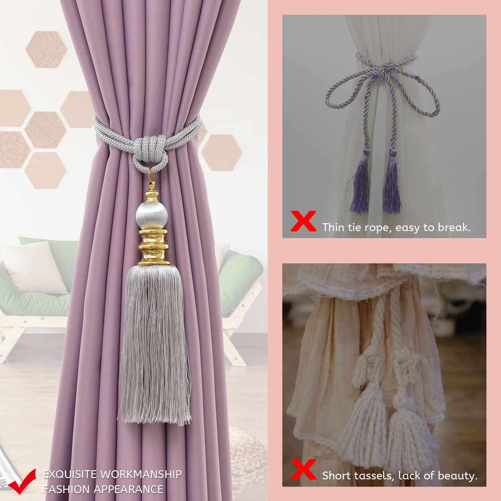 Alzapaños De Cortina Con Borlas Doradas De Lujo: Elegante Decoración 