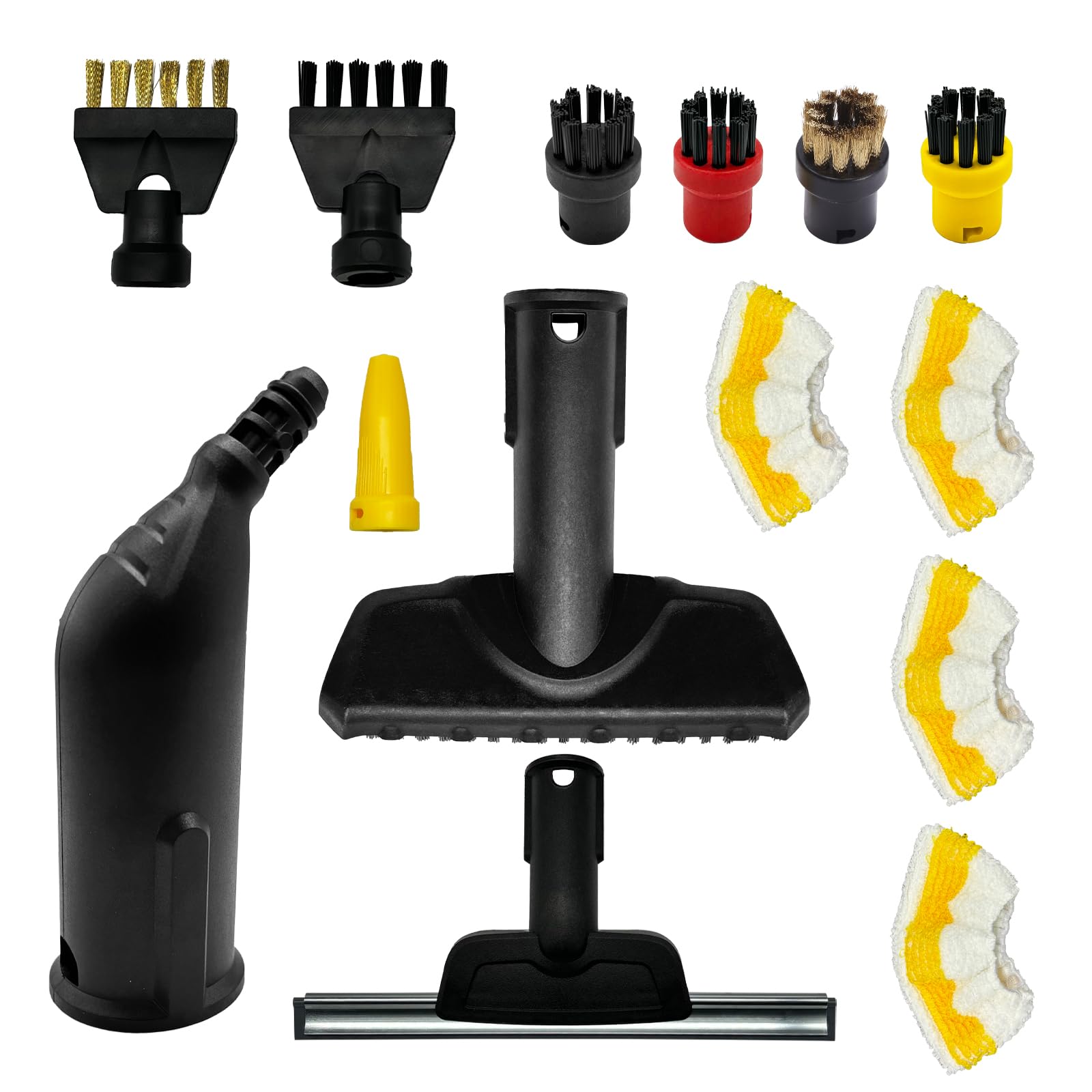 Magicbox Kit de 14 Accessoires pour Nettoyeur Vapeur Kärcher - Compatible avec SC1, SC2, SC3, SC4, SC5 - Inclus Buses, Brosses, Raclette & Chiffons Microfibre - Nettoyage Sols, Vitres, Carrelage