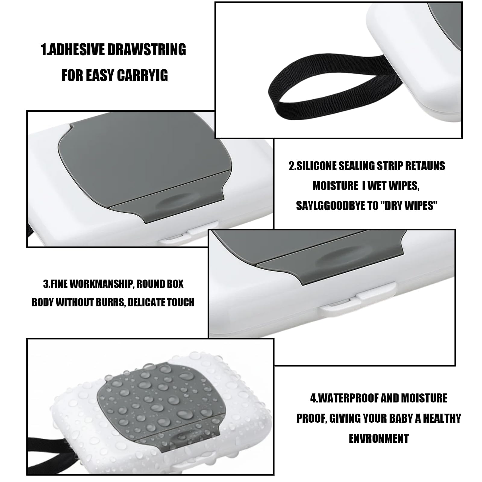3 Wet Baby Wipes Dispenser Box, Baby Wipes Dispenser for Travel and Outdoor Use Reusable Wipes Holder with Secure Lid - Image 3