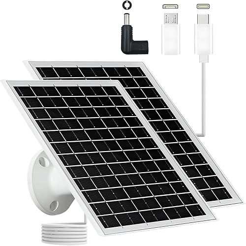 Panel solar para cámara de seguridad IP65 impermeable USB cargador de panel solar tipo C, puerto micro USB y puerto de CC, saneles solares para