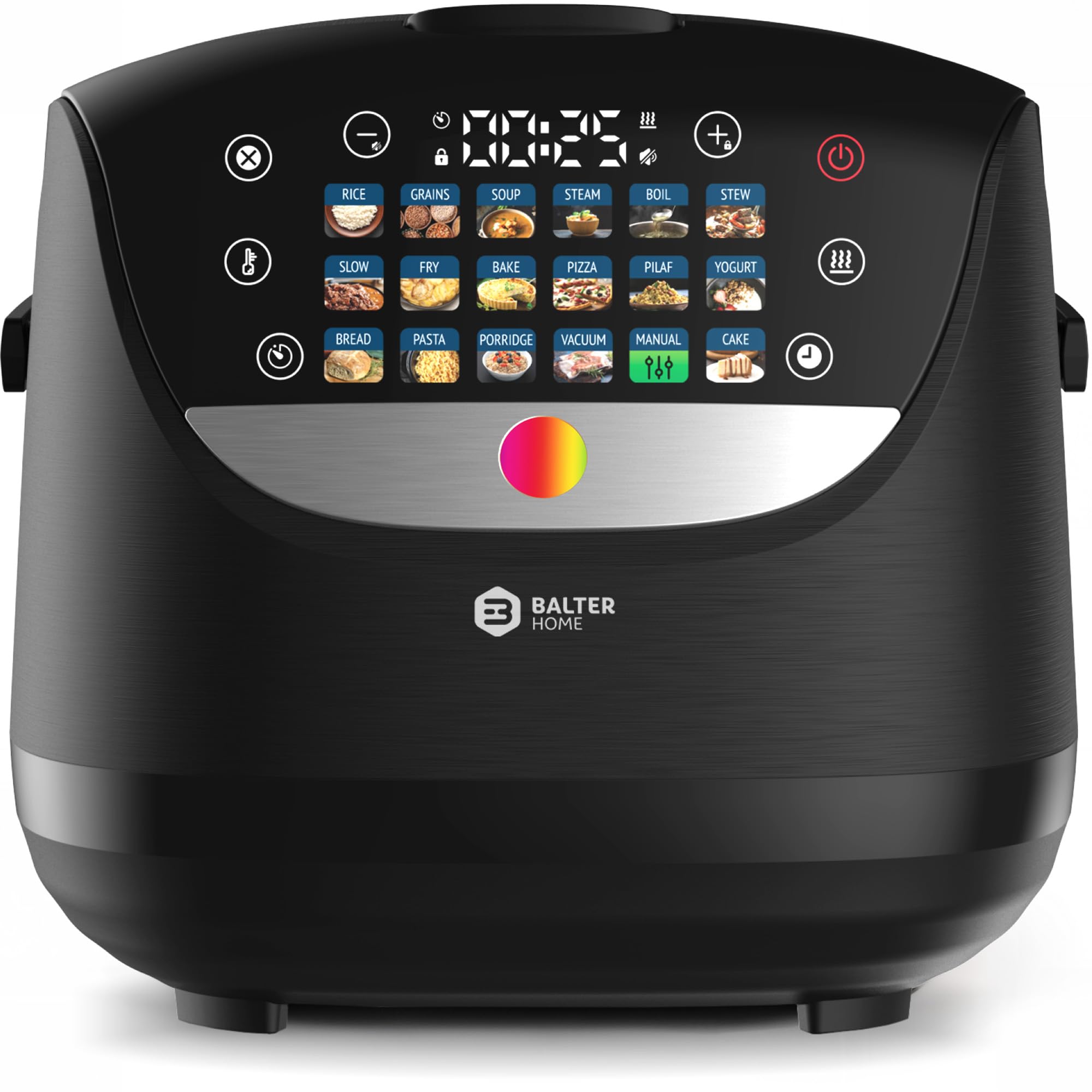 Balter Reiskocher, Multikocher mit 18 Programme, 4L Rice Cooker, Multicooker, Fuzzy-Logic, Dampfgarer & Slow Cooker, Warmhaltefunktion & Timer, inkl. Premium Topf, Zubehör & Rezeptbuch, klein