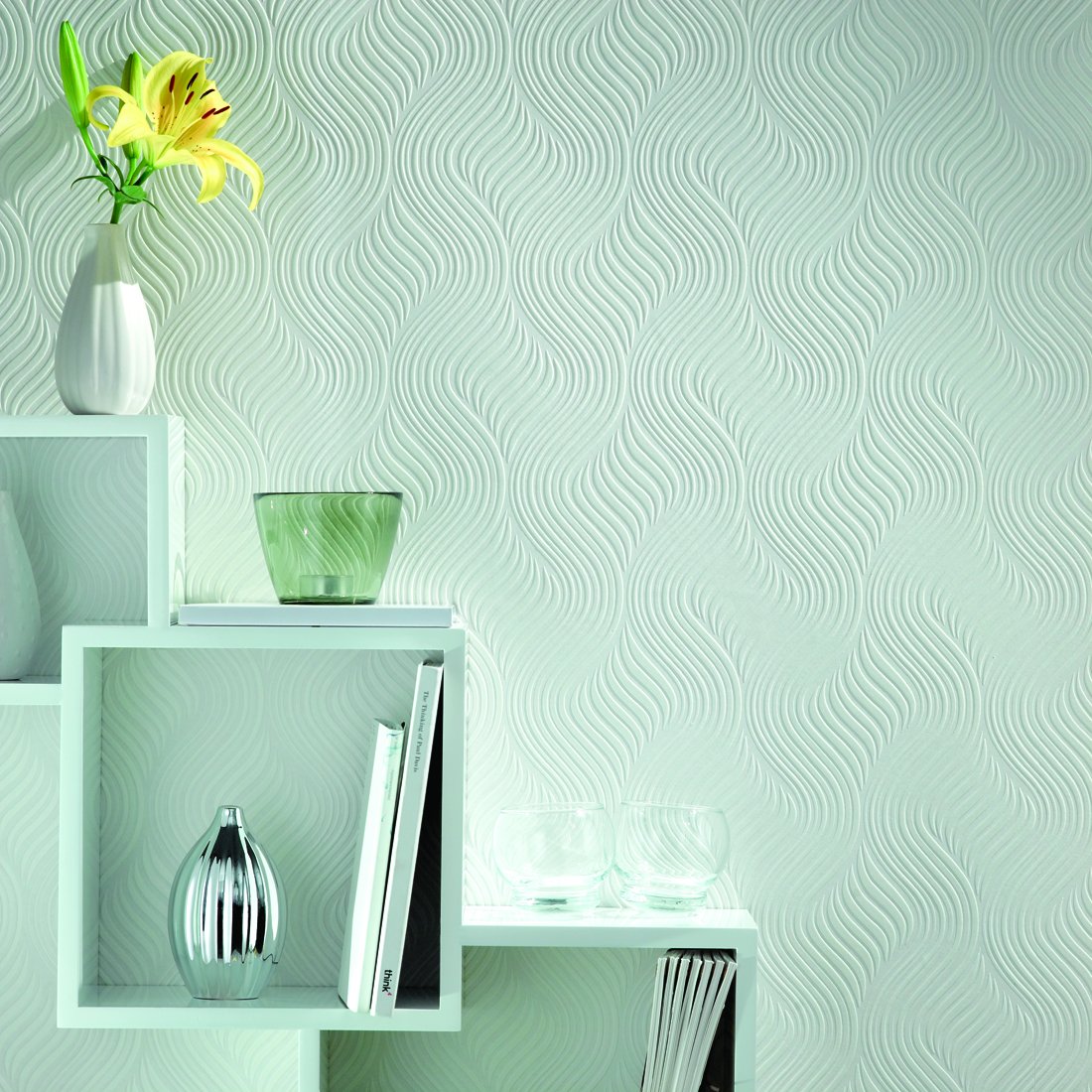 Graham & Brown 10-014 Paintable Pure Geometric White Wallpaper
