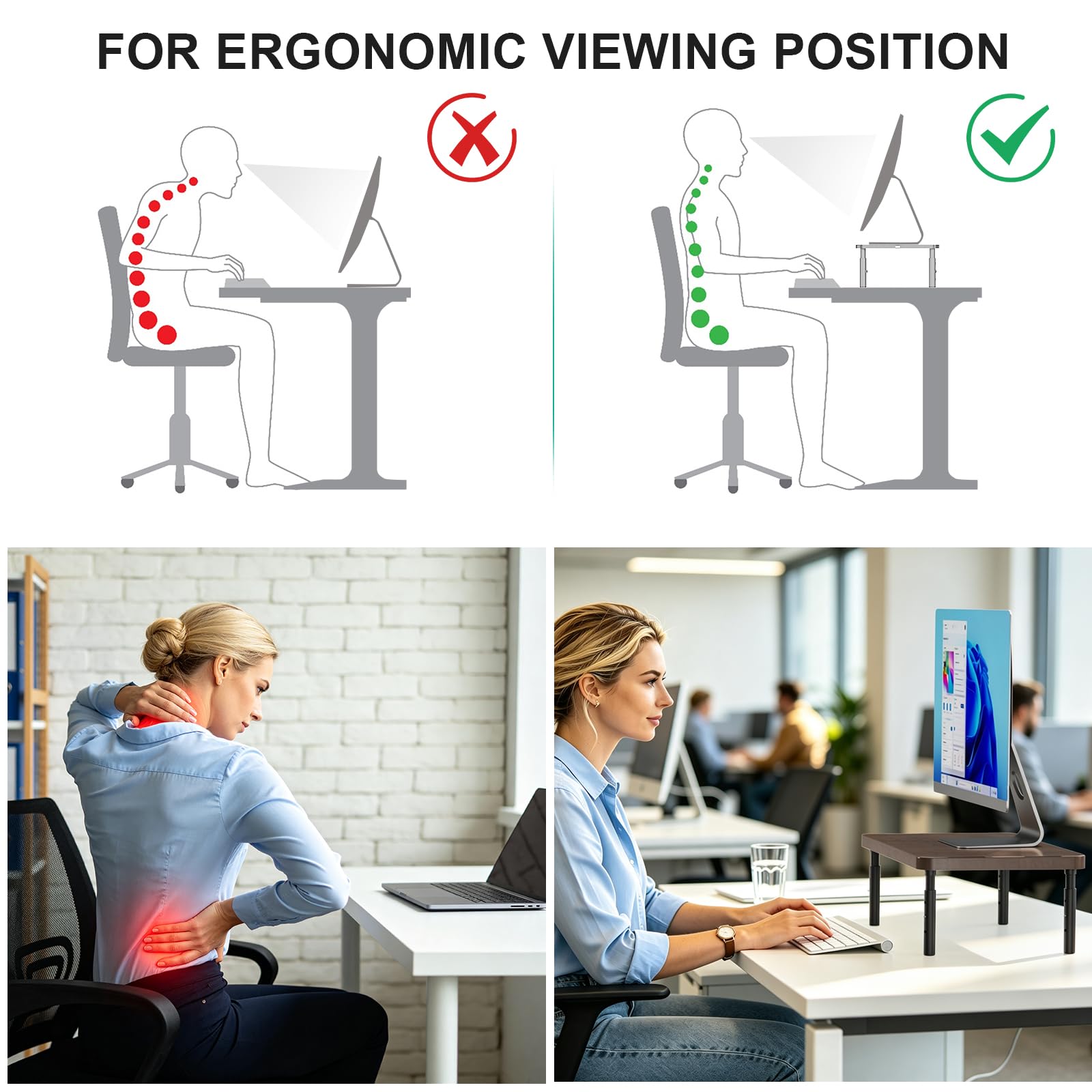 WALI Computer Monitor Stand for Desk, Adjustable Laptop Riser, up to 44 lbs view 6