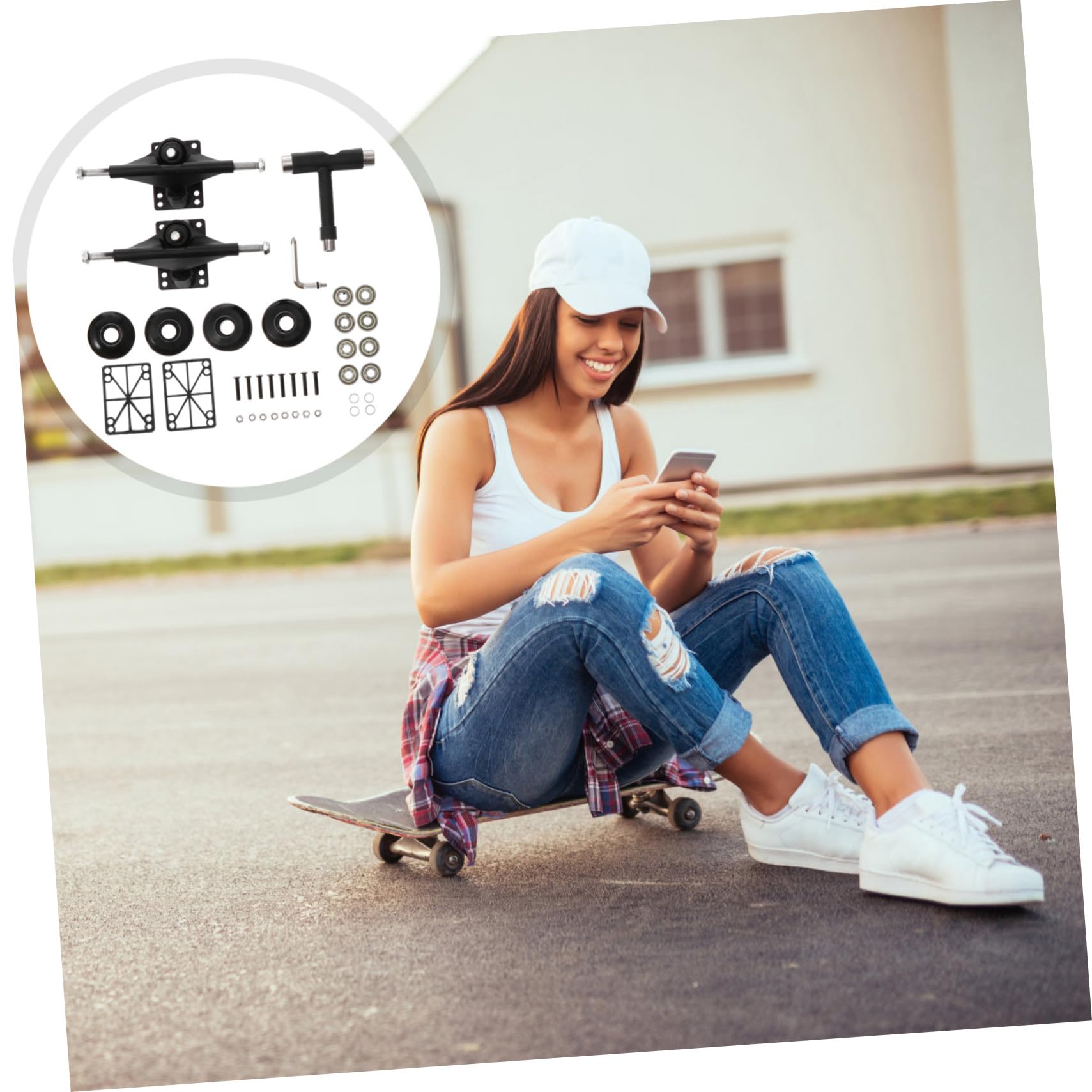 Hemobllo Kit Completo de Puerte y Ruedas Alta Capacidad de Carga Varios Estilos Fácil de Instalar para Patineta Rodamientos de Aleación de Aluminio para Skaters