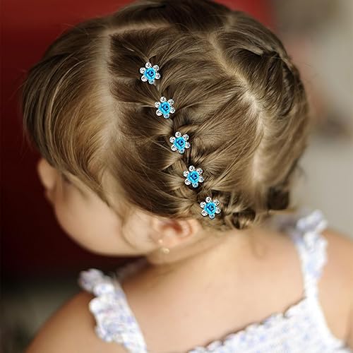 Miniatura 5 de YISSION 20 pinzas para el cabello con diseño de rosas azules, lindas horquillas para el pelo con diamantes de imitación, pequeñas pinzas decorativas